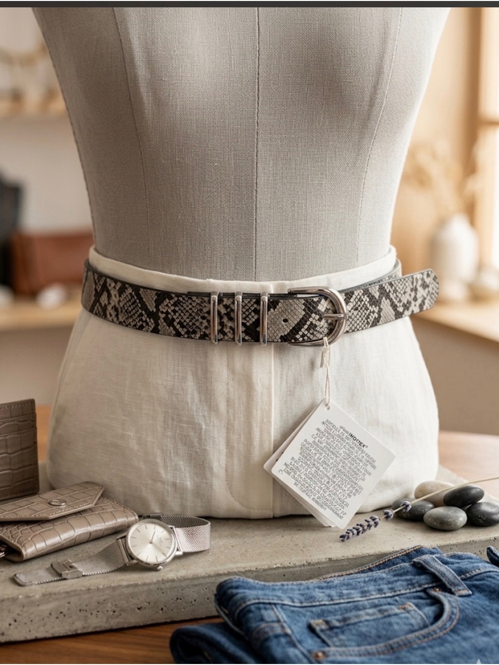 Zara Snake Print Belt NWT Silver Buckle Statement Waist Belt